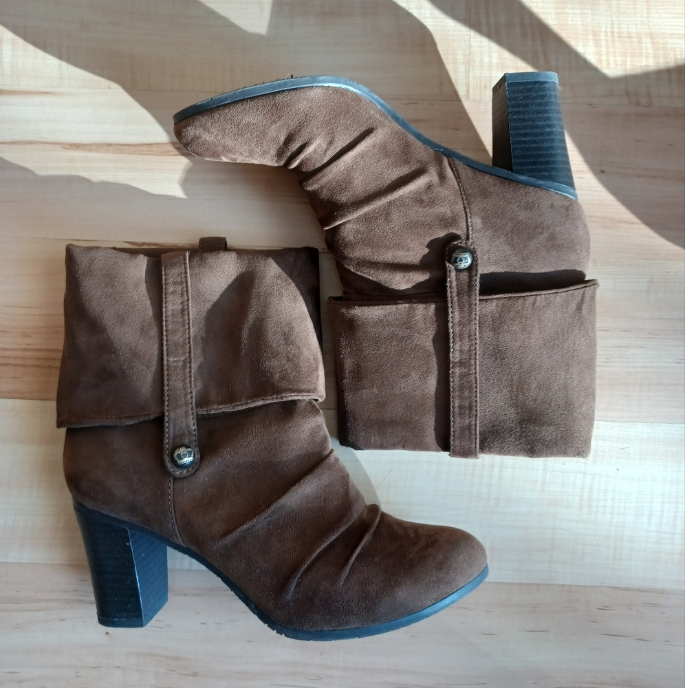Slip On Brown Suede Booties